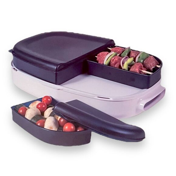 Outdoor Grill Multipurpose Two Tiered BBQ Prep & Serve Tray Container By Torelli - Picture 6 of 14
